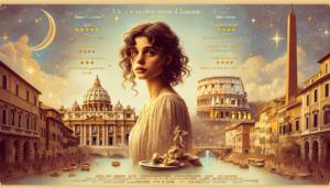 Mila, una joven alquimista de 27 años, observa las estrellas en el mágico paisaje de Luminara, buscando secretos ocultos en la luz.