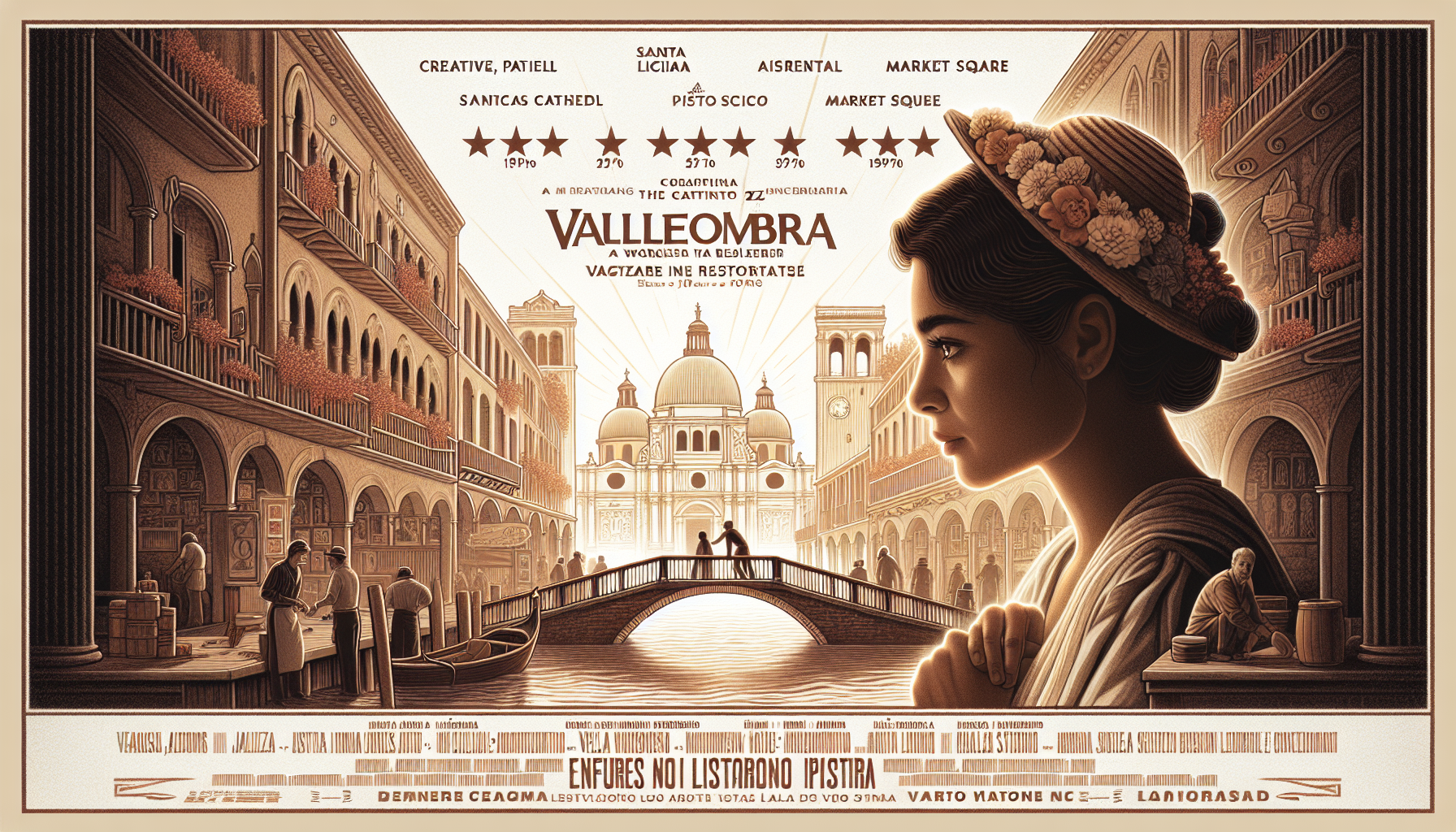 Una joven restauradora llamada Vela, trabajando en las calles históricas de Valleombra, preservando las memorias del lugar a través del arte.